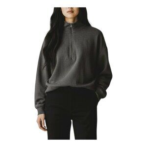 Lou & Grey Signaturesoft Sweatshirt Medium Quarter Zip Charcoal Loungewear NWT